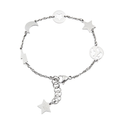 Stainless Steel Stars Moon Chain Link Bracelet Charm Stylish For Women