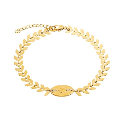 Metal Leaves Charm Wristband Fancy Chain Bracelets Polished For Unisex