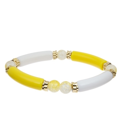 Handmade Block Beads Elastic Bangle Bracelet Spring Collection Color Gift For Girl