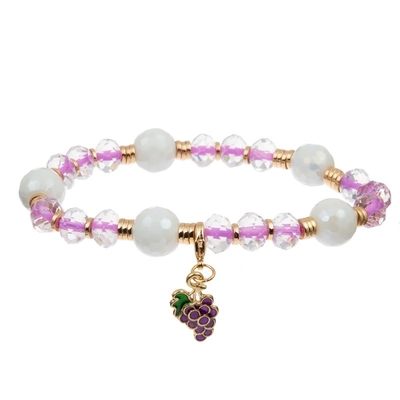 Enamel Multi Color Bowknot Charm Handmade Bracelet With Facted Crystal Beads