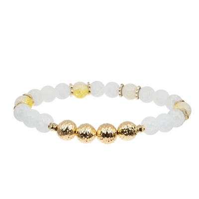 Cracked Ice Pattern Handmade Bead Bracelets Adjustable With Gold Metal