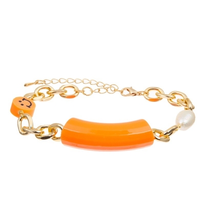 Bamboo Bar Beads Gold Chain Handmade Bracelet Colorful For Independence Day