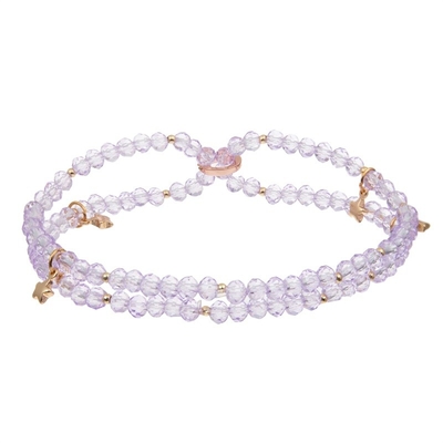 Lavender Stackable Handmade Weave Beads Bracelet Set For Valentine'S Day