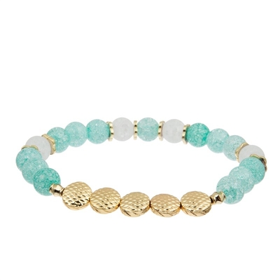 Cracked Ice Pattern Handmade Bead Bracelets Adjustable With Gold Metal