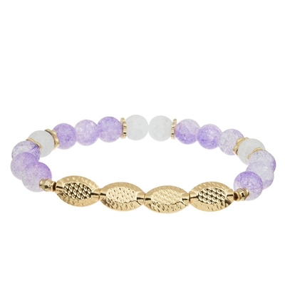 Cracked Ice Pattern Handmade Bead Bracelets Adjustable With Gold Metal
