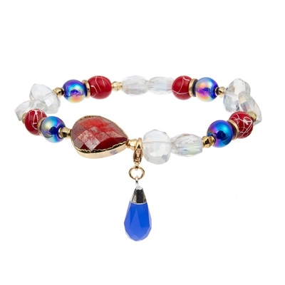 Independence Day Holiday Beads Bracelet Set White Red Blue Color For Girl