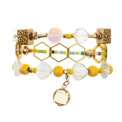 Square Shape Leopard Print Beads Classcial Stackable Beads Bracelet For Lady