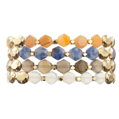 Opal Natural Beads Hexagon Stone Healing Power Bracelet Mala For Thanks Giving Gift