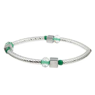 Silver Bar Handmade Stackable Bracelet Set Custom With Crystal Beads