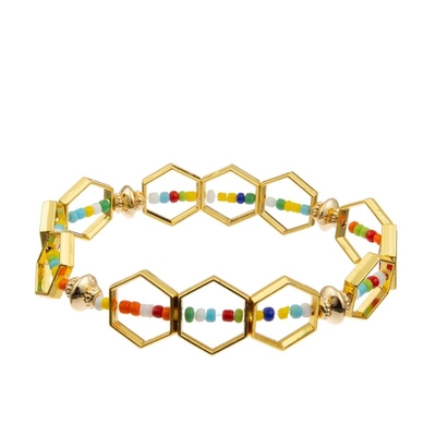 Square Shape Leopard Print Beads Classcial Stackable Beads Bracelet For Lady