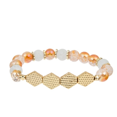 Cracked Ice Pattern Handmade Bead Bracelets Adjustable With Gold Metal