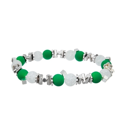 Party Green Leather Handmade Bracelet Set With Minimalist Zircon Rock Ball