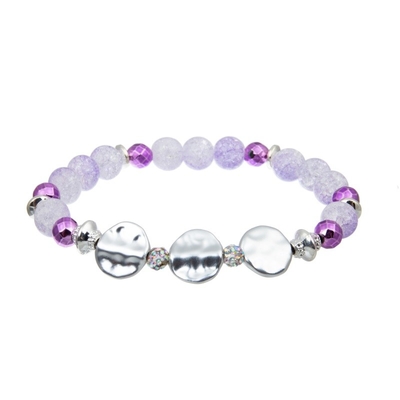 Women'S Handmade Leather Bracelet Multilayer Purple color With Magnet Clasp