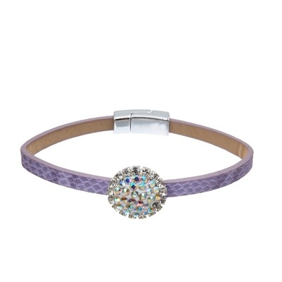 Women'S Handmade Leather Bracelet Multilayer Purple color With Magnet Clasp