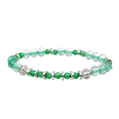 Party Green Leather Handmade Bracelet Set With Minimalist Zircon Rock Ball