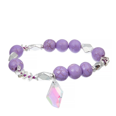 Women'S Handmade Leather Bracelet Multilayer Purple color With Magnet Clasp