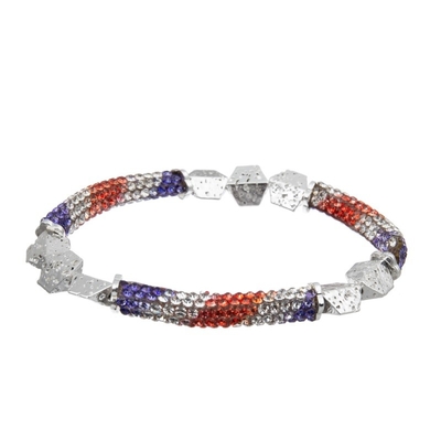 Silver Metallic Lava Zircon Bar Bracelet Multi Color For Brithday Gift