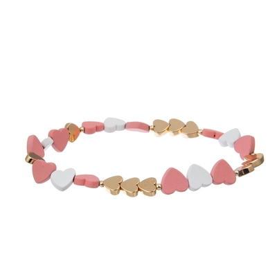 Pink Valentine'S Day Gold Pave Bar Bracelet Customize Name For Girlfriend