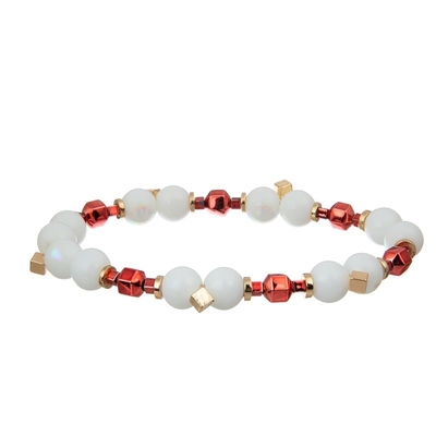 Gold Color Metal Beads Pink Heart Handmade Bracelet Set For Girl As Gift