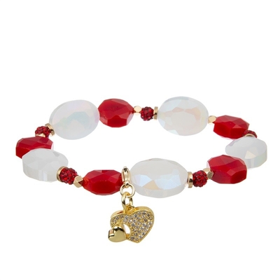 Gold Color Metal Beads Pink Heart Handmade Bracelet Set For Girl As Gift