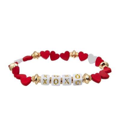 Gold Heart Charm XOXO Customize Name Handmade Beads Bracelets For Girlfriend Gift