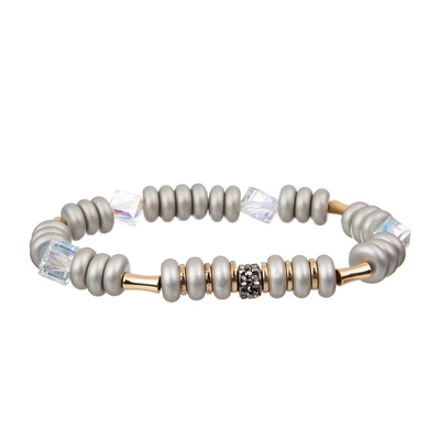 Metallic Silver Round Shape Handmade Beads Bracelets With Love Letter Heart Pendant
