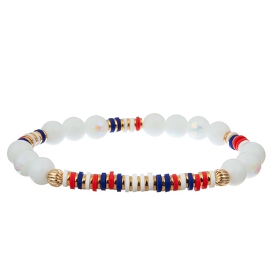Independence Day Handmade Seed Beads Bracelet Set Elastic Colorful