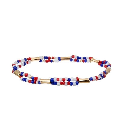 Independence Day Handmade Seed Beads Bracelet Set Elastic Colorful