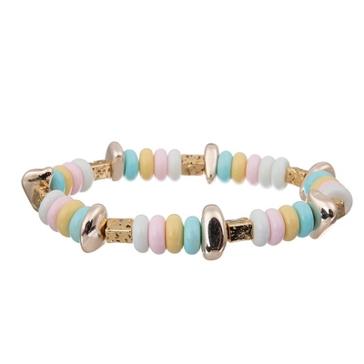 Teen Girl Plastic Star Beads Bracelet Rainbow Color With Infinite Metal Charm
