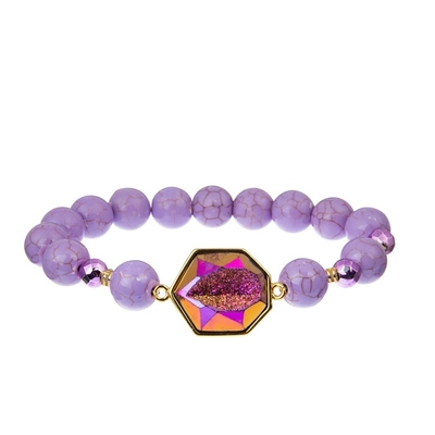 Hippie Surfer Festival Handmade Jewelry Set Boho Braided Romantic Purple Color