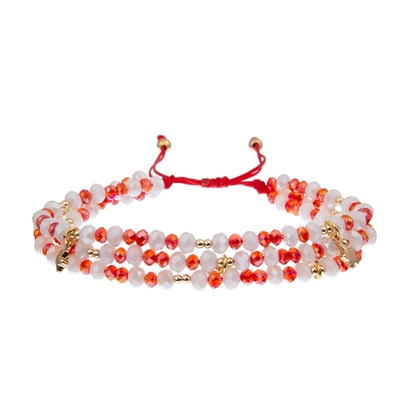 Imitation Stone Beads Chain Weave Red Crystal Beads Bracelets Boho Style