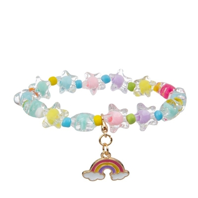 Enamel Rainbow Charm Beads Bracelet Dream Color Flower Shape For Teenage Girl