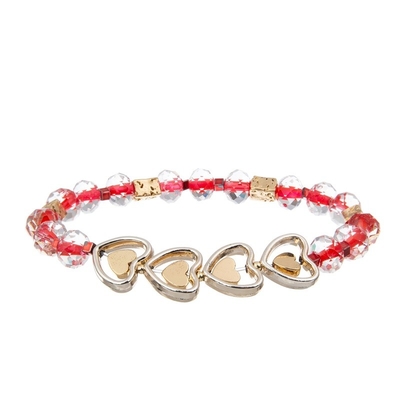 Gold Heart Charm XOXO Customize Name Handmade Beads Bracelets For Girlfriend Gift