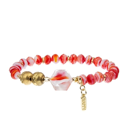 Imitation Stone Beads Chain Weave Red Crystal Beads Bracelets Boho Style