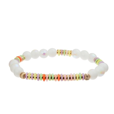 Rainbow Heart Charm Handmade Beads Bracelet Colorful For Women Party