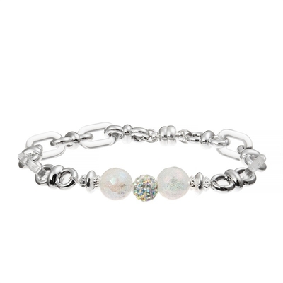 Lady Zircon Metal Bar Bracelet Handmade Sparkle Silver Color With Spring