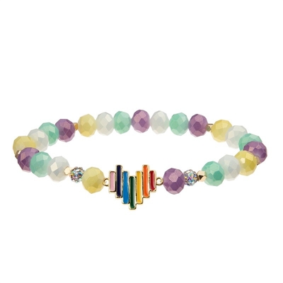 Rainbow Heart Charm Handmade Beads Bracelet Colorful For Women Party