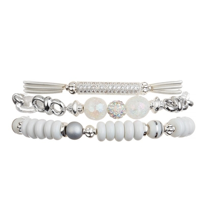 Lady Zircon Metal Bar Bracelet Handmade Sparkle Silver Color With Spring