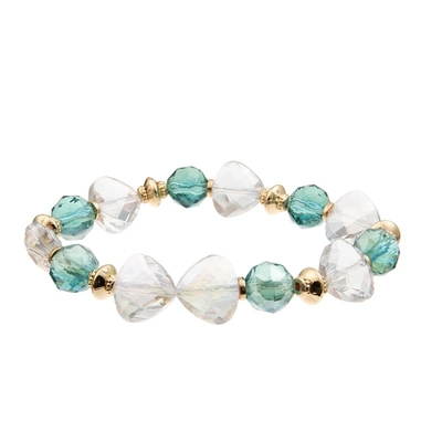 Beaded Emerald Bracelet With Gold Metal Star Charm Stackable Bracelet Set