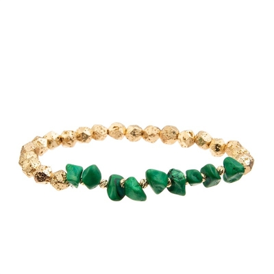 Beaded Emerald Bracelet With Gold Metal Star Charm Stackable Bracelet Set