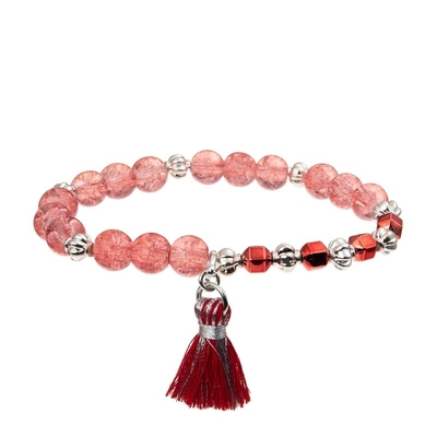 Girls Love Heart Charm Bracelet With Mystic Glowing Red Crystal