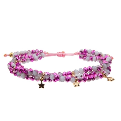 Glass Crystal Handmade Beads Bracelet Faceted With Pink Cherry Charm