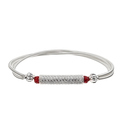 Girls Love Heart Charm Bracelet With Mystic Glowing Red Crystal