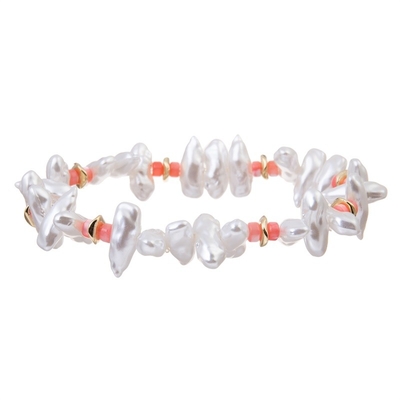 Unite Shape White Color Pearl Stretch Bracelet Statement Pearl Bracelet Gift