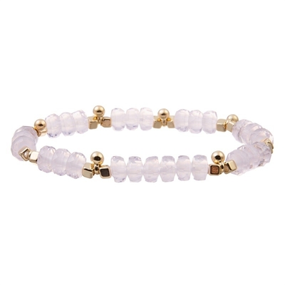 Gold Bean Charms With Multi Color Beads Elastic Bracelet For Brithday Gift