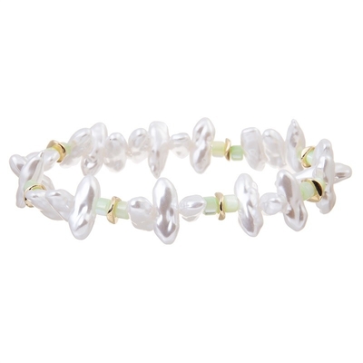 Unite Shape White Color Pearl Stretch Bracelet Statement Pearl Bracelet Gift