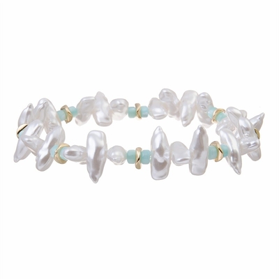 Unite Shape White Color Pearl Stretch Bracelet Statement Pearl Bracelet Gift