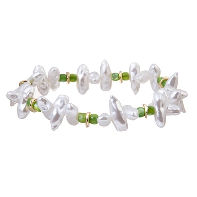 Unite Shape White Color Pearl Stretch Bracelet Statement Pearl Bracelet Gift