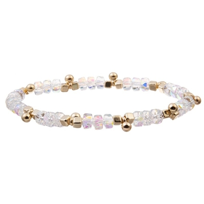 Gold Bean Charms With Multi Color Beads Elastic Bracelet For Brithday Gift