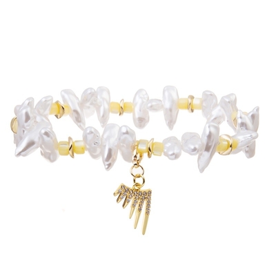 Unite Shape White Color Pearl Stretch Bracelet Statement Pearl Bracelet Gift